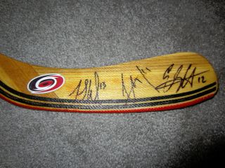 Eric Jordan Jared Staal Carolina Hurricanes Autographed Signed Hockey Stick