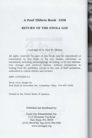 Return of the Enola Gay HAND SIGNED by Paul Tibbets & Dutch Van Kirk WWII Bomb 3