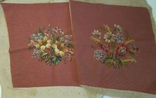 Vtg Crewel Embroidery Pillow Covers Wall Decor Floral Victorian Hand Made 5962