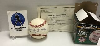 Mickey Mantle Autographed Baseball Hof York Yankees