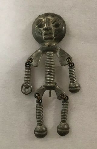 Vintage Machine Age Industrial Era Metal Screw Robot Man Pin Brooch