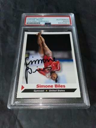 Simone Biles Signed Sports Illustrated Olympic Trading Card Gold Psa/dna 2