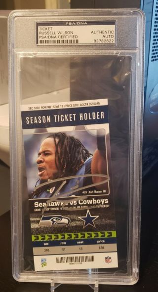 Russell Wilson Autographed Ticket Seahawks First Win / Home Game Psa/dna