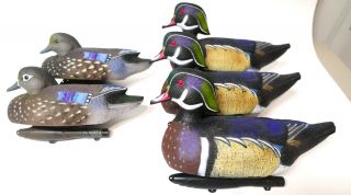 Bass Pro Red Head Plastic Duck Decoy Set 3 Wood Duck Drakes 2 Hens 5 Total