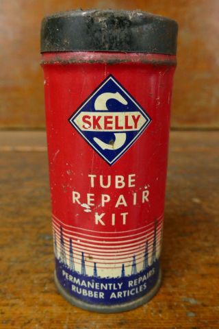 Vintage Skelly Tire Tube Repair Kit Tin Can - Gas Station Oil Can