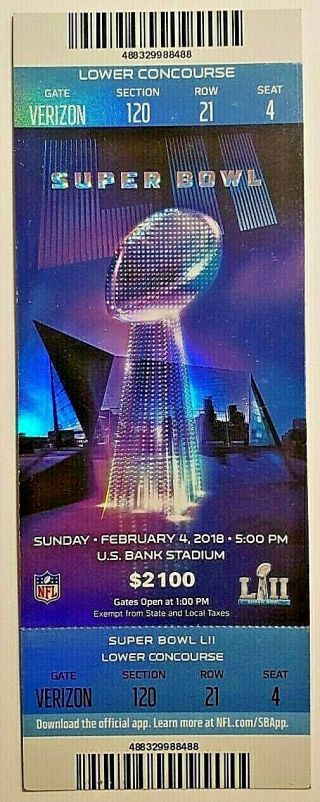 2018 Bowl Lii 52 Ticket,  Program & Coin Philadelphia Eagles Nick Foles