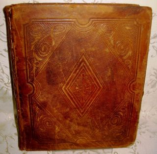 Hard Leather Back Book " The Holy Bible " 1853 Buffalo Published By Phinney & Co.