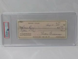 Vintage Ted Williams Signed Personal Check Psa/dna Encapsulated & Graded Nm/mt 8