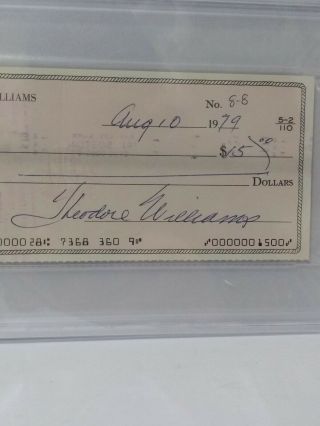 Vintage Ted Williams Signed Personal Check PSA/DNA Encapsulated & Graded NM/MT 8 4
