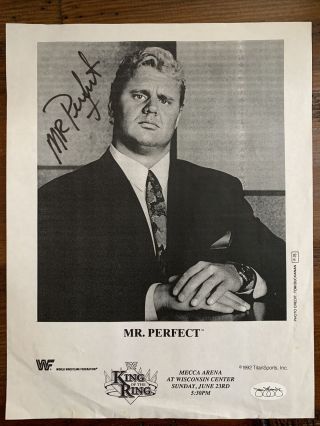 Mr Perfect Curt Hennig Signed 8.  5 X 11 Photo W/ Jsa Stamp Of Approval Wwf Wcw