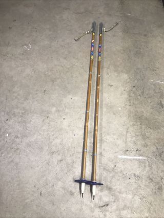 Vintage Assar Bamboo Ski Poles 135 Cm 53 " Made In Sweden