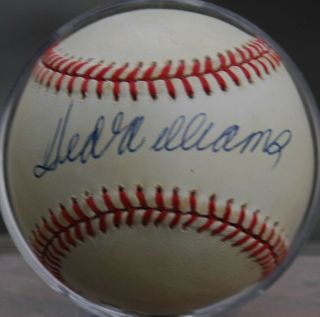 Ted Williams Signed Mlb Ball Boston Red Sox 500 Hr Hitter Baseball Hof 19x As.