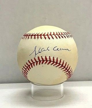 Hank Aaron Signed Official National League Baseball Bas Beckett S06444 Hof