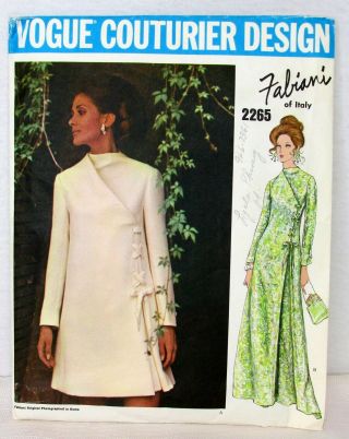 Vintage Vogue 2265 Pattern Couturier Italian Design Fabiani Evening Dress Uncut