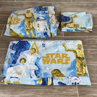 Vintage Star Wars Twin Bed Sheet Set Bibb Flat,  Fitted,  2 Pillowcases