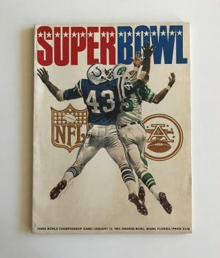 Bowl Iii Game Program,  Jets Vs Colts,  1/12/69,  Orange Bowl Miami Fl
