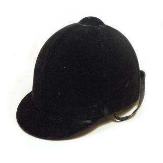 Vintage Equestrian Ii Black Velvet Quality Horse Riding Jockey Hat Cap 7 1/8 "