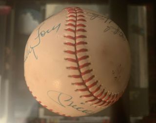 1980 All Star Baseball Signed By Mickey Mantle,  Jim Catfish Hunter & Whitey Ford