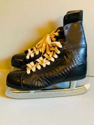 Vintage 60s / 70s N.  H.  L.  Made In Canada Black Ice Skates Men 