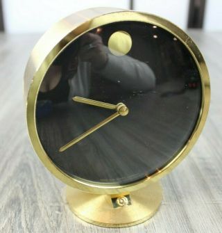 Howard Miller Vintage Mid Century Modern Brass Desk Quartz Germany Clock