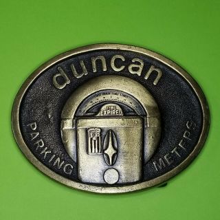 Vintage Duncan Parking Meters Belt Buckle 1970s Made In Usa Bronze Tone Metal