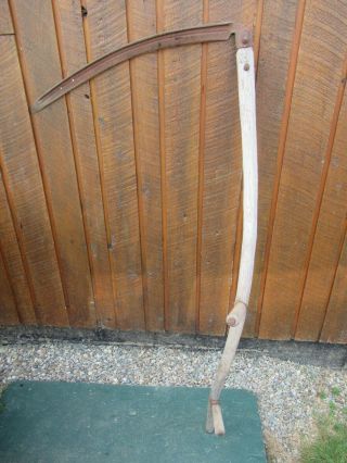Vintage 57 " Long Scythe Hay Grain Sickle Farm Tool Blade 28 " Long Decoration