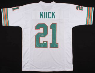 Jim Kiick Signed Miami Dolphins Jersey Inscribed 17 - 0 (jsa) 2xsuper Bowl Champ