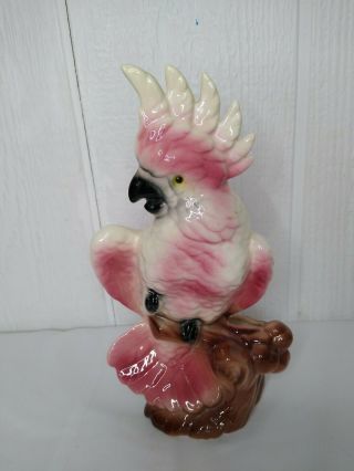 Vtg 1950s Maddux Pink Cockatoo Parrot Planter Figurine California Pottery 10 "