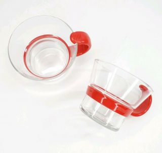 Vintage Set Of 2 Bodum Demitasse Espresso Coffee Cups Glass With Red Handles 4a