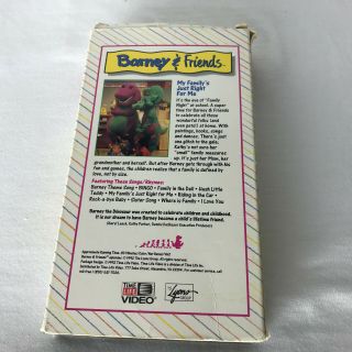 Vtg VHS Barney & Friends: My Family ' s Just Right For Me Time Life Video Cassette 3