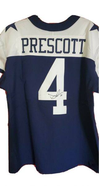 Dak Prescott 4 Dallas Cowboys Signed Autographed On - Field Jersey W/coa