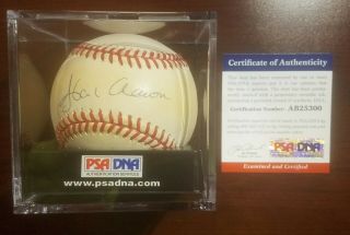 Hank Aaron Autographed Baseball Psa/dna 4a