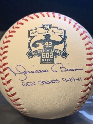 Mariano Rivera Signed All Time Saves Leader Logo Baseball Inscribed,  Steiner