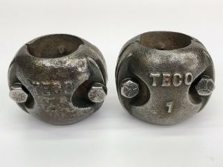 Pair Vintage Teco 1 Lb.  Cow Bull Horn Weights Cast Iron