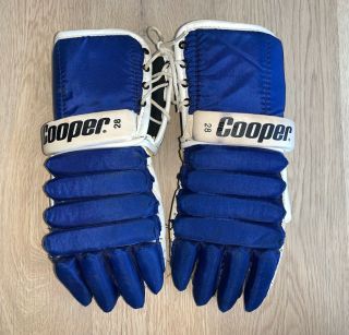 Vintage Cooper 28 Hockey Gloves - Toronto Maple Leafs Colors - Leather Palms