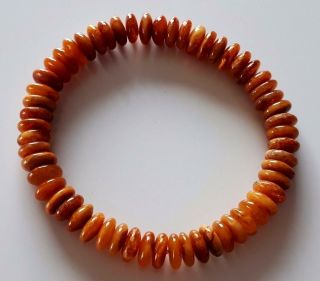 Vintage Baltic Amber Button Shape Beads Stretch Bracelet 2