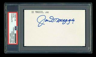 Joe Dimaggio Signed Index Card Psa/dna Autograph Hof York Yankees Ws