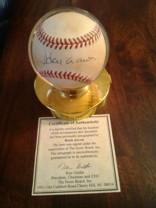 Hank Aaron Signed / Autographed Baseball In Holder With