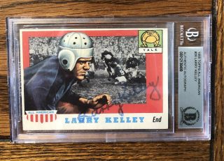 Larry Kelley Signed 1955 Topps All - American Card,  Heisman Trophy,  Cfhof