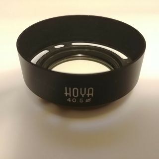 Vintage Hoya 40.  5mm Circular Vented Metal Lens Hood W/ Hoya 40.  5mm Uv (0) Filter