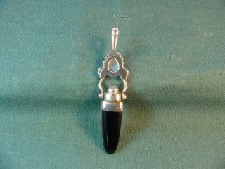 Vintage Handcrafted Sterling Silver Moonstone and Black Onyx Pendant 2