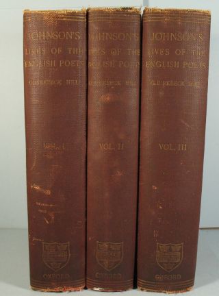Samuel Johnson Lives Of Poets Edited Hill Complete 3 Vol Set 1905 First Edition
