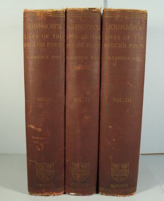 Samuel Johnson Lives of Poets edited Hill complete 3 vol set 1905 FIRST EDITION 2