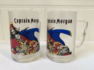 Set Of 2 Captain Morgan Mugs Acrylic Plastic Vintage 5.  5 "