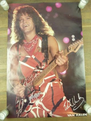 Eddie Van Halen 1983 Vintage Poster 21 X 32 Red Overalls