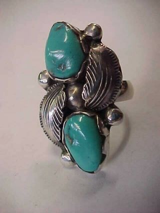 Vintage Carmelita Simplicio Zuni Sterling Silver & Turquoise Ring Size 5.  25