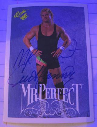 Mr.  Perfect Curt Hennig 19 1990 Classic Autographed Signed Wrestling Card Wwf