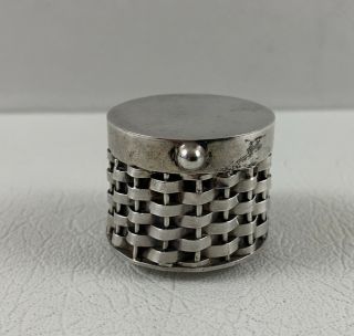 Vintage Taxco Mexico Sterling Silver Hand Woven Pill / Trinket Box.  925 Tm 210