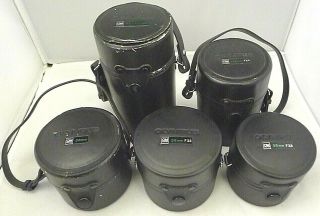 5 Different Olympus Om Vintage Lens Cases - - No Lenses Aa