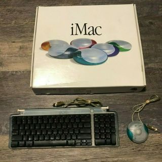 Vintage 1999 Apple G3 Usb Keyboard M2452 And Mouse M4848 Blue Teal Imac